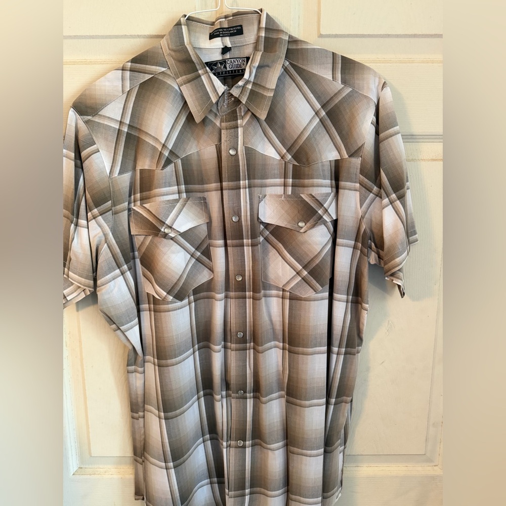 Men's Short-Sleeve Plaid Shirt - Brown/Gray